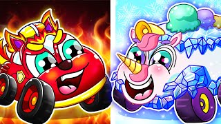 Fire Vs Ice Car Song 🔥🧊Let's Go Ice Cream Truck🚑 Kids Songs & Nursery Rhymes By Kiddy Song