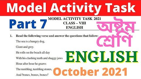 Class 8 English Part 7 Model Activity Task October 2021 , Model Activity Task Class VIII ENGLISH