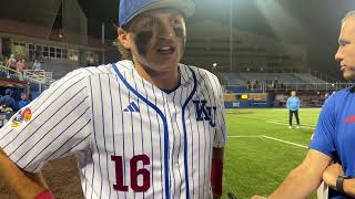 Josh Dykhoff after KU baseball's win over Nebraska