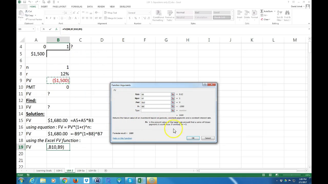 Cash Flow Diagrams, FV's and compound interest on Excel ... cash flow diagram 