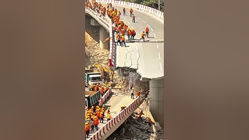 VIRAL! Cliff Collapse Swallows Whole Bridge! 😱 #fail #construction #engineering #shorts #excavator