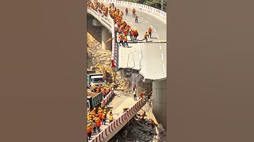 VIRAL! Cliff Collapse Swallows Whole Bridge! 😱 #fail #construction #engineering #shorts #excavator
