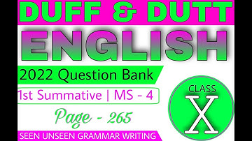 Duff and Dutt English Question Bank 2022 Class - 10 | Class - X English Solution | MS - 4
