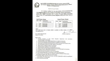 Tentative Datesheet JKBOSE 10th, 11th, 12th Annual Regular Examination 2023