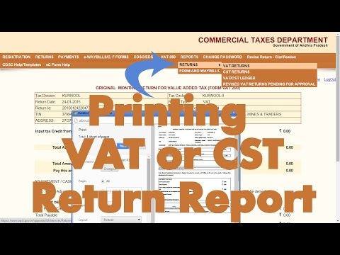 How to print VAT or CST Returns in AP Commercial Tax website?
