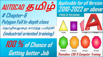 Autocad 2d Tutorial Tamil : Chapter 6 Polygon (Toll Full in-depth Class)