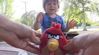 Unboxing Angry Birds Plush and Real Life Pig & Fort Crashing! screenshot 5