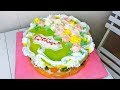 Кремовый глянцевый торт "Фруктовый рай". Оформление гелем, сливками и масляным кремом / Fruit cake