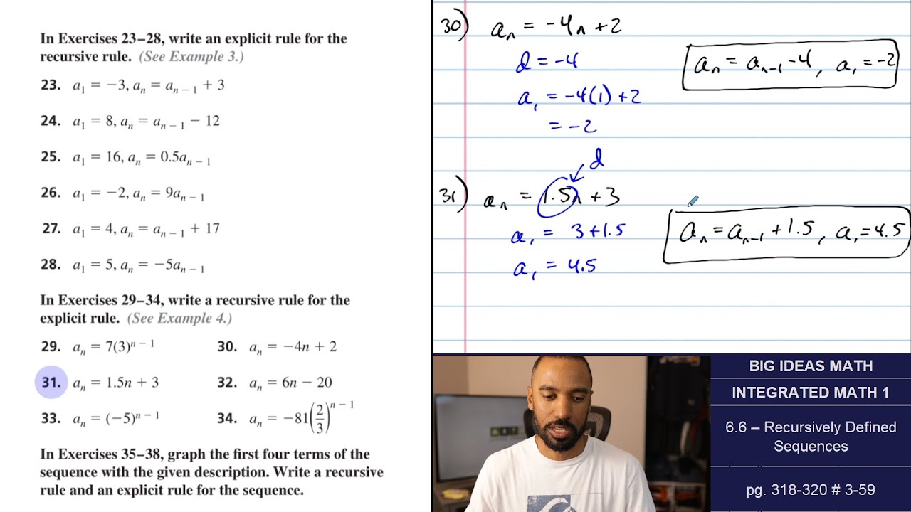 Big Ideas Math [IM1]: 6.6 - Recursively Defined Sequences (Lecture ...