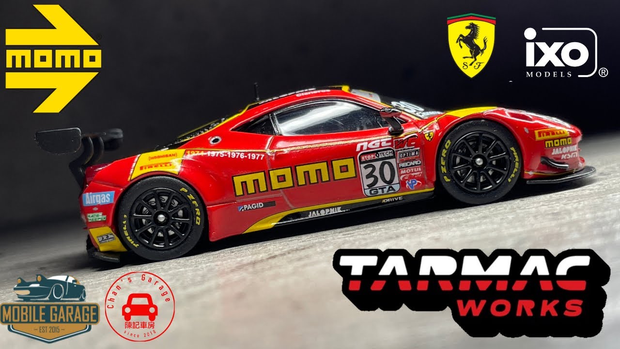 1/64 Tarmac Works x IXO Model MOMO RACING Ferrari 458 Italia GT3