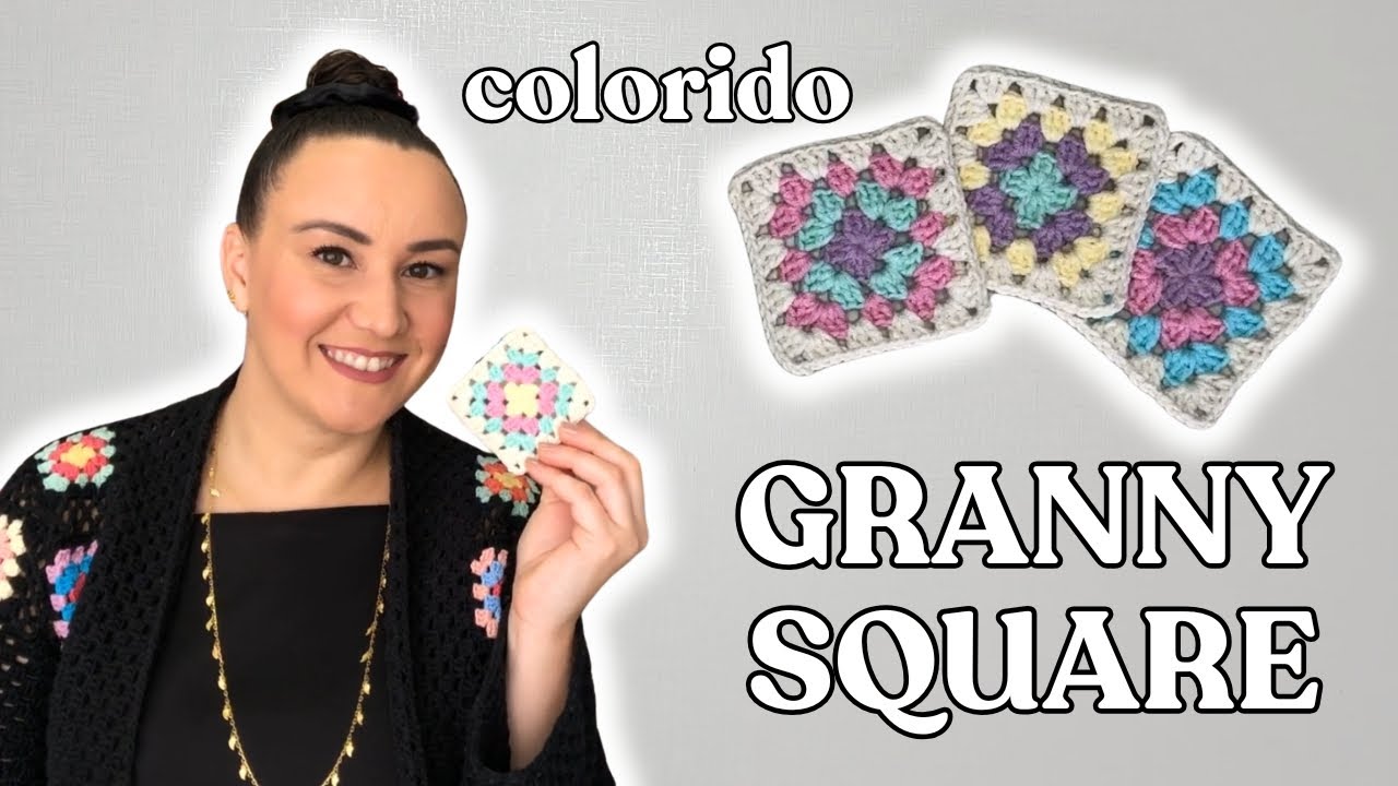 アイドル [MINYYUNY] Crochet Square Label Color COLORFUL GRANNY SQUARE | How to Crochet a Small Square | No Start