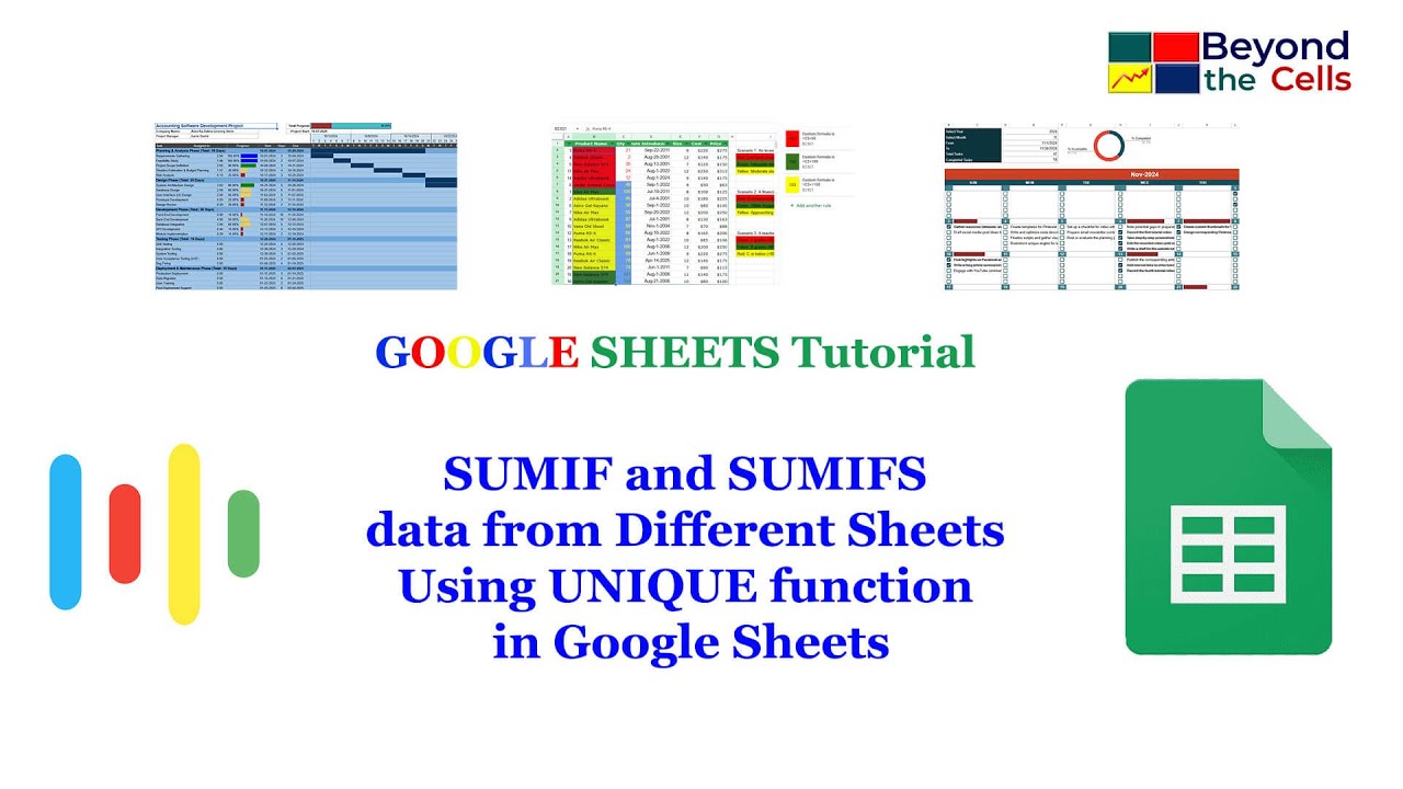 SUMIF and SUMIFS data from Different Sheets Using UNIQUE function ...