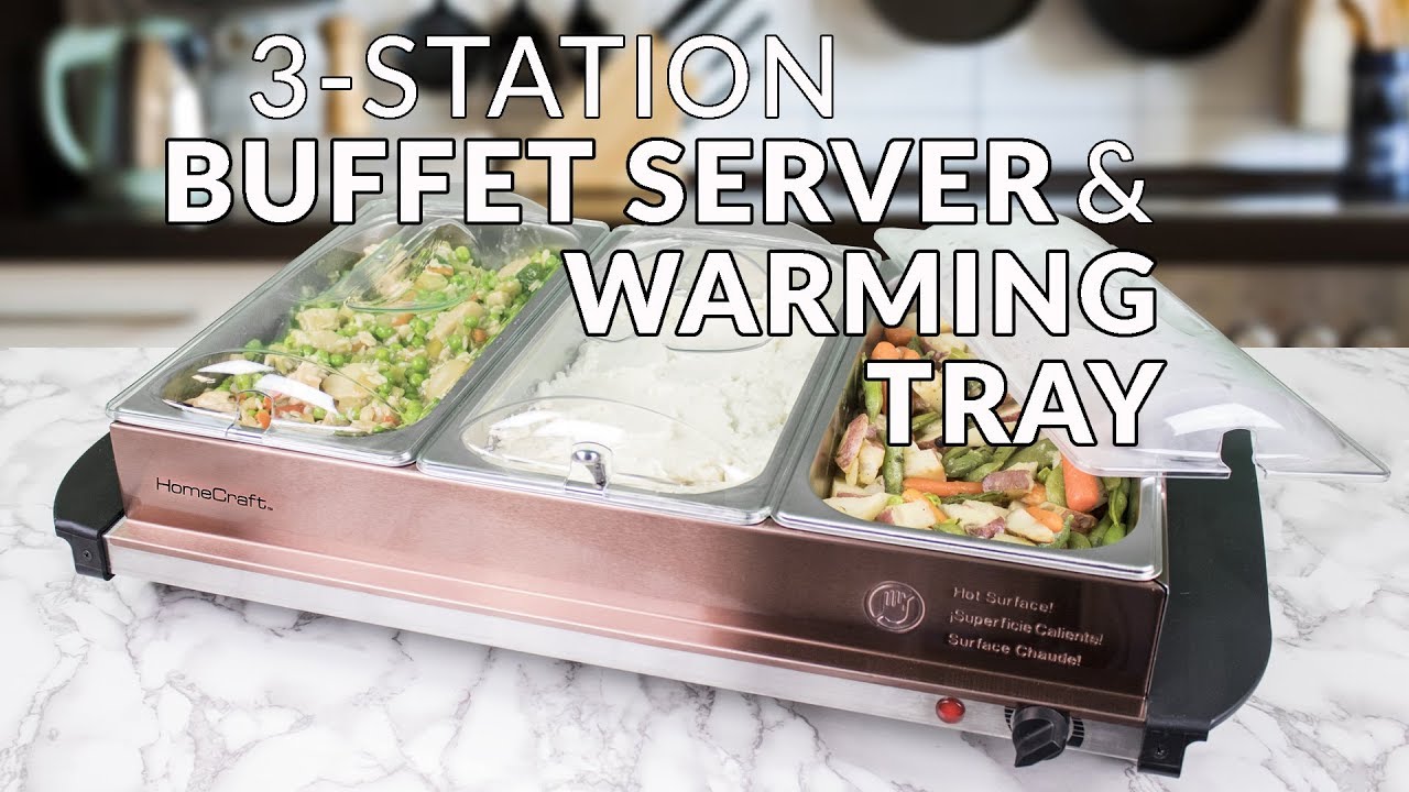 BCS15 - BCS25 | 3-Station Copper Buffet Server & Warming Tray - YouTube