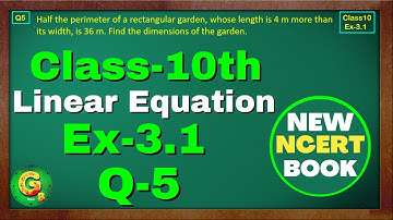 Class-10, Ex-3.1 Q5 (Linear Equation) | New NCERT Math Book | Chapter 3 | CBSE | Green Board Classes