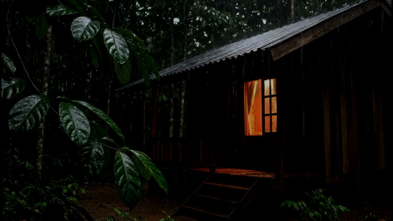 Gentle Rainfall in a Cozy Forest Cabin | Relaxing Night Sounds