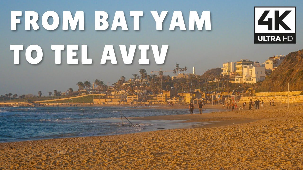Beach Walk From BAT YAM to TEL AVIV | 4K Virtual Walk