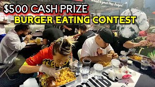 $500 CASH PRIZE BURGER EATING CONTEST!!! hosted by King Louis XIII #RainaisCrazy