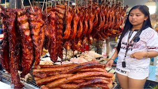 Best Cambodian Street Food  Super Delicious! Grilled Duck, Pork Rips, Pigs intestine & Fish