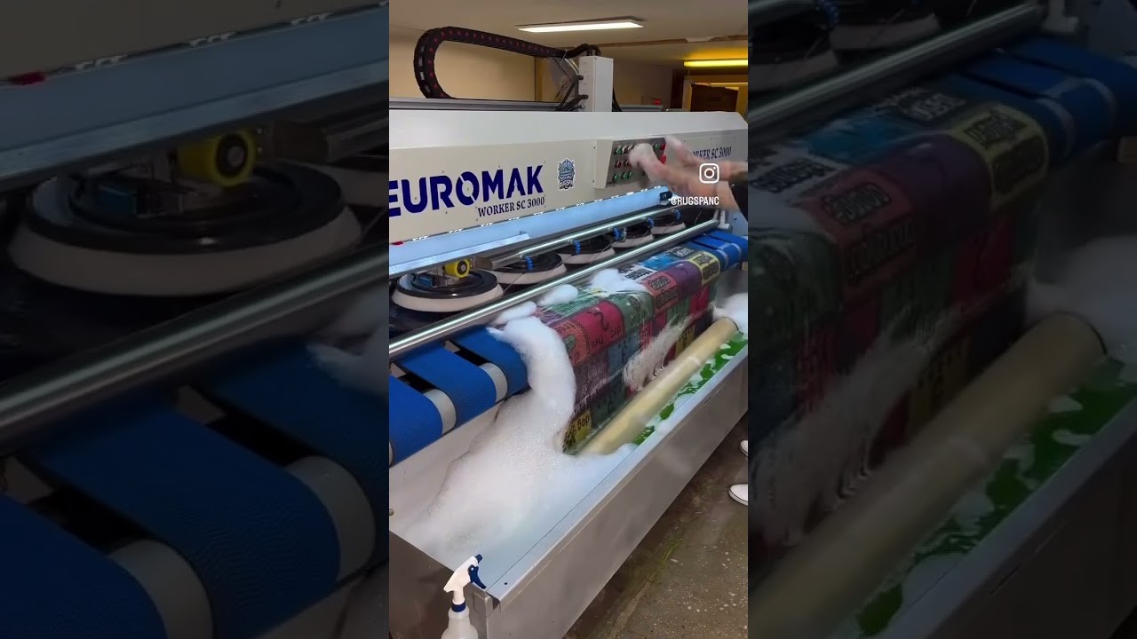 Euromak automatic rug washing machine and carpet spinner centrifuge revolutionize rug cleaning.