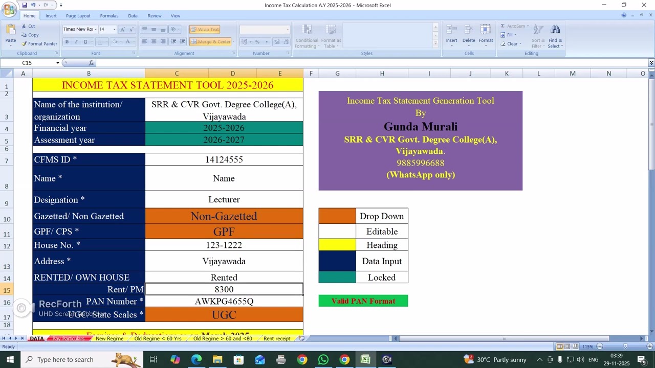 Income Tax Statement Generation Tool 2025-2026