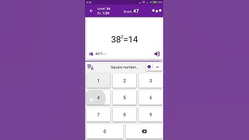 Math Tricks - Training mode - square numbers between 30 and 39 - level 034 (Number Keyboard)