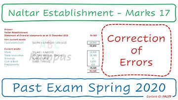 PE Q&A Naltar Establishment | ICAP Spring 2020 | Correction of Errors (FA179)