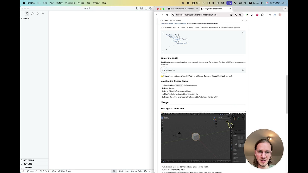 Setup tutorial: Using a Blender MCP with Cursor AI (on Mac)