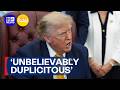Donald Trump lashes out calling Iran 'Duplicitous' | 9 News Australia