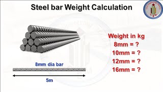 Reinforced steel bar weight calculation | How to calculate the weight of steel in kg per meter