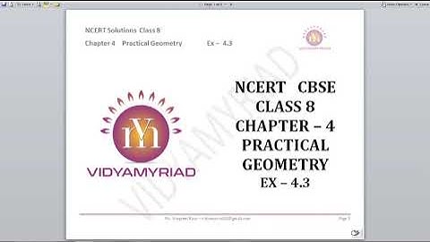 Class 8 II Chapter 4 II Practical Geometry II Exercise  4.3 II Ncert solutions II Vidya Myriad