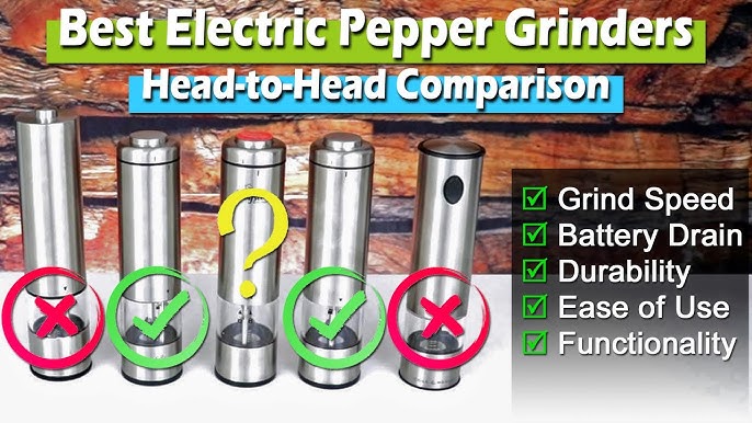 SIYOTEAM Electric Salt and Pepper Grinder Set, Automatic Gravity Salt and  Pepper Grinder Set, Rechargeable with Charging Base, Adjustable Coarseness