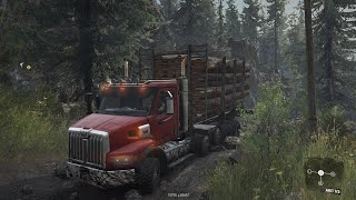 Medium logs delivery - Snowrunner(Western Star 47X NF1430) | Thrustmaster TMX gameplay