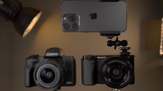 Canon M50 vs Sony ZV-E10 vs iPhone 13 Pro - For Beginners
