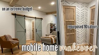 OLD MOBILE HOME HALLWAY MAKEOVER ON A BUDGET | repurposing old 1990s doors | 1991 mobile home ep.19