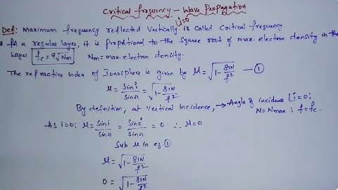 Critical Frequency - Sky Wave Propagation.
