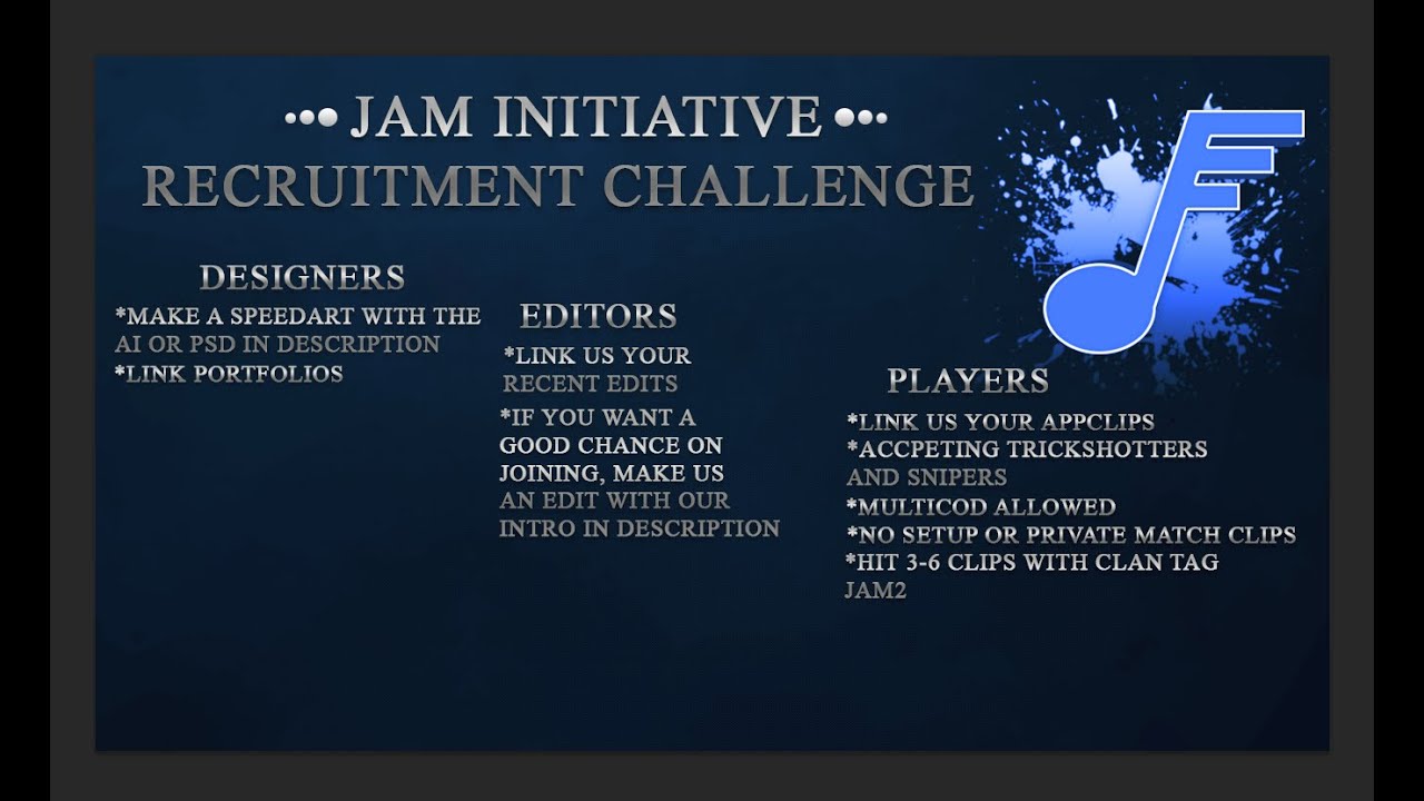Jam Recruitment Challenge Due (March,15) YouTube