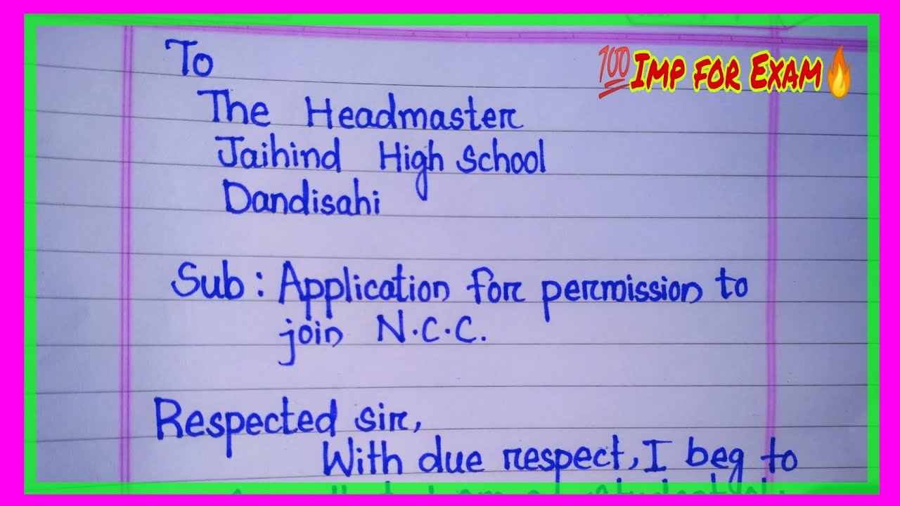 Application To The Headmaster For Permission To Join NCC Application application-to-the-headmaster-for-permission-to-join-ncc-application