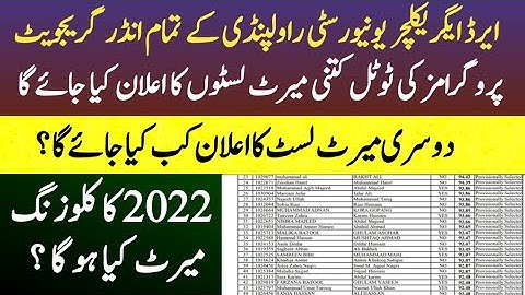Total Expected Merit lists of Arid agriculture University Rawalpindi::Expected closing merit 2022
