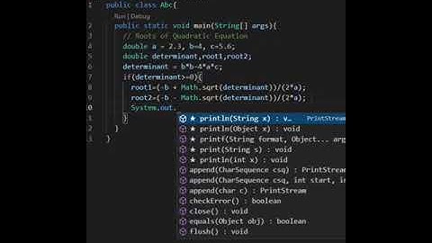 Roots of quadratic equation program