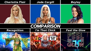 Comparison Charlotte Flair, Jade Cargill Vs Bayley Wwe Wrestlers