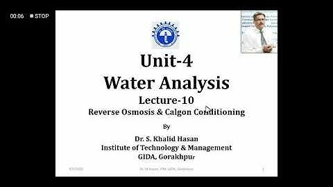 Water Analysis L10 by Dr. Syed Khalid Hasan