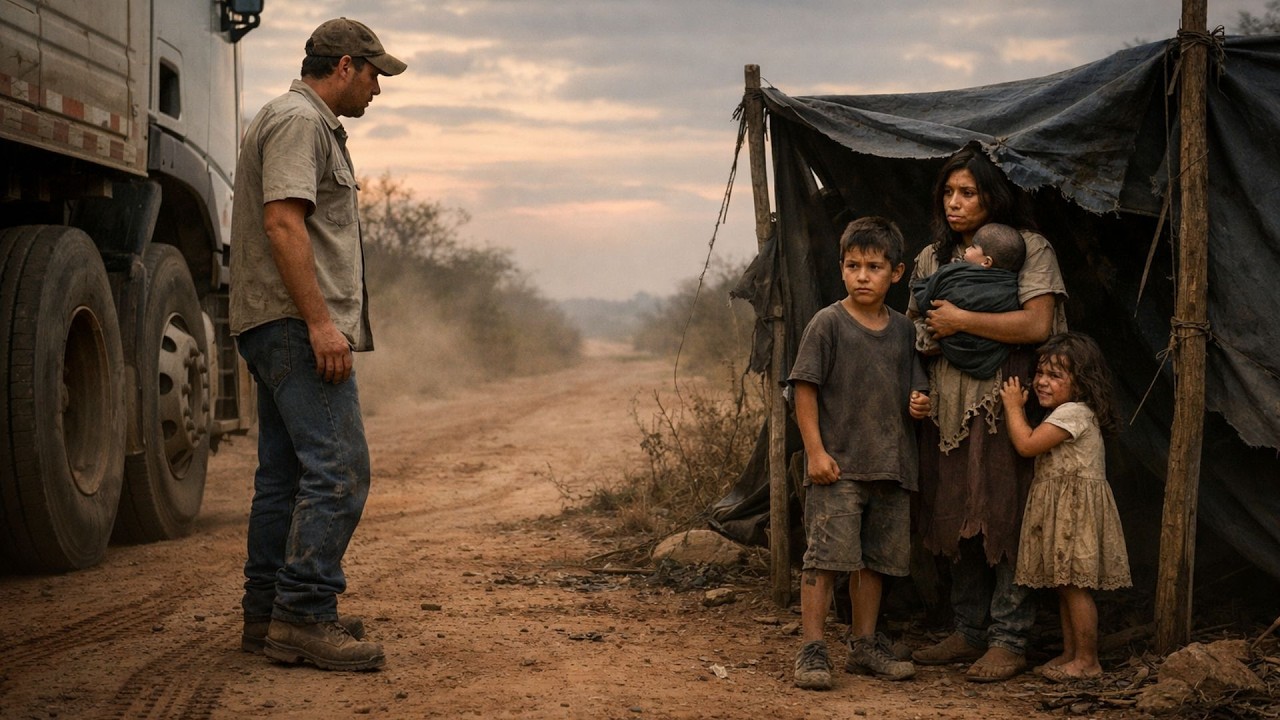 Caminhoneiro Jamais Esperava Encontrar Uma Mãe e Crianças Ali…