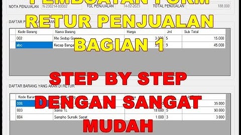 20.  Pembuatan From Retur Penjualan Bagian 1