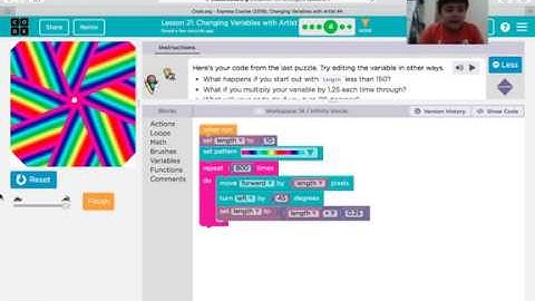 Code.org-Changing variables with Artist Lesson 21.4-CS Express 2019 Tutorial & Answers