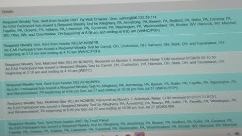 Sending a Required Weekly Test through my SAGE Digital ENDEC Web Browser