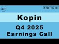 Kopin Q4 2025 Earnings Call | Non-Product Revenue Grows 47% Amid MicroLED Tech Expansion