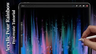 Create an Acrylic Pour Rainbow with Cells on a Dark Background in Procreate screenshot 3