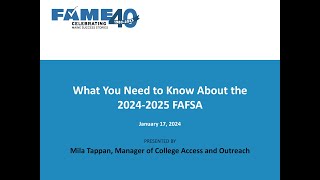 Filing the 2024-2025 FAFSA | Wednesday Webinar | January 2024