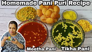 Homemade Pani Puri Recipe | Tikha Pani | Meetha Pani | Ragda | Golgappa Recipe | Recipe With Vlog