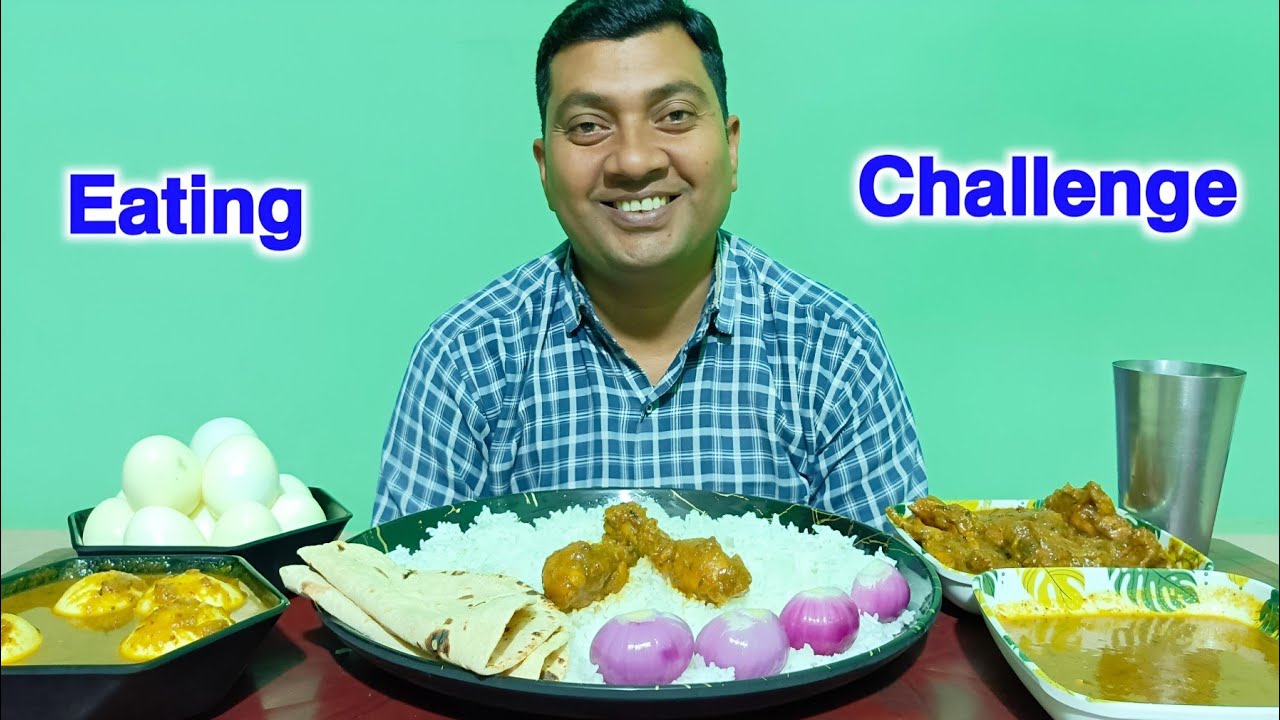 Chicken Curry 😋, Chicken Leg Pice, Egg Curry, Boyle Egg, Rice, Challengeing Video | Eating Challenge